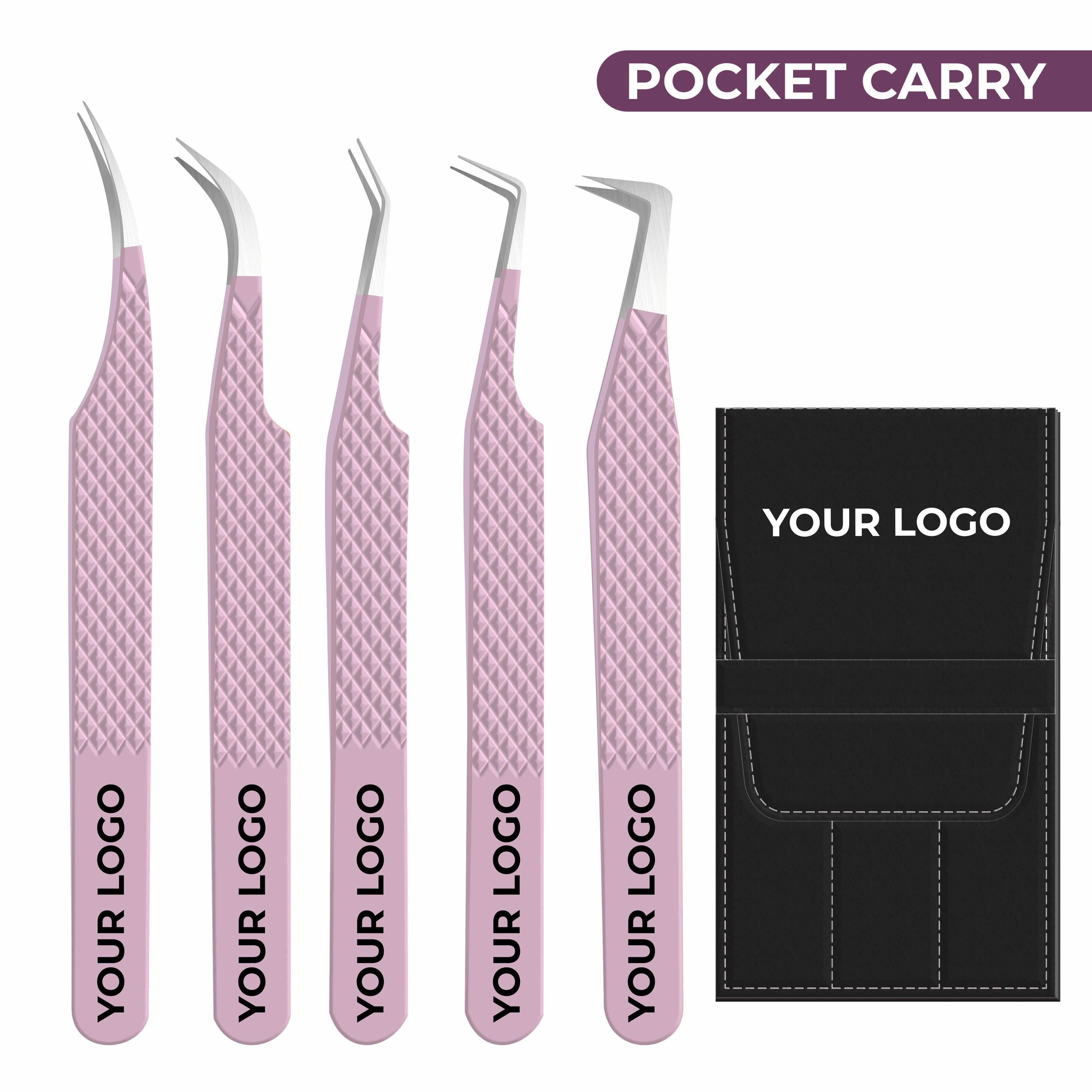 Non Fiber Tip Lash Tweezers For Eyelash Extension Tweezers Professional - Pink