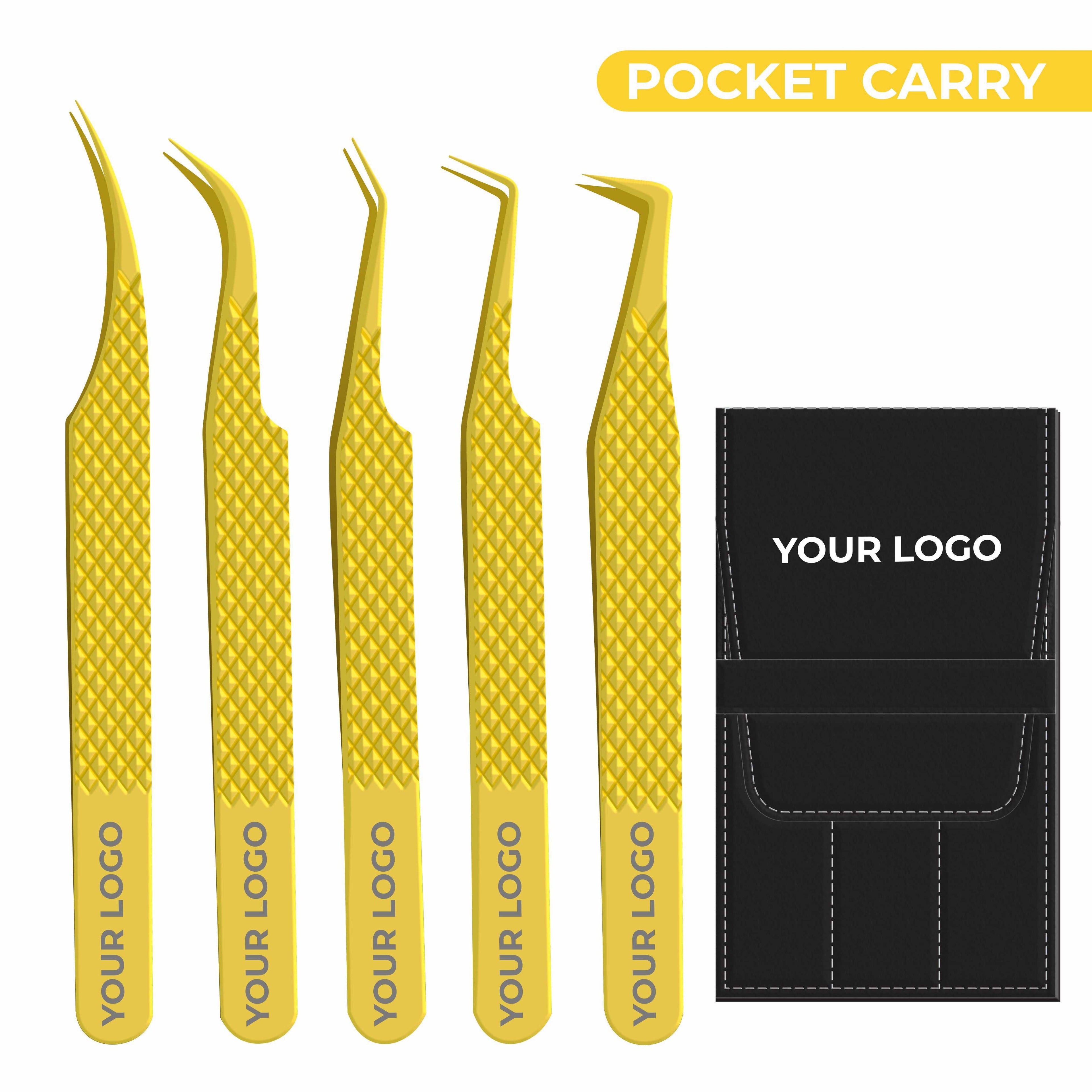 Non Fiber Tip Lash Tweezers For Eyelash Extension Tweezers Professional - Gold