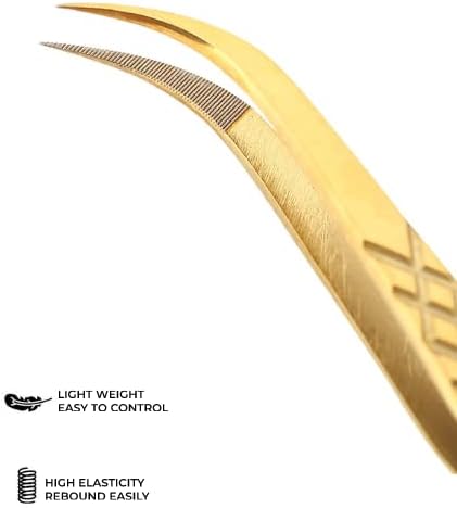 Fiber Tip Lash Tweezers For Eyelash Extension Tweezers Professional - Gold