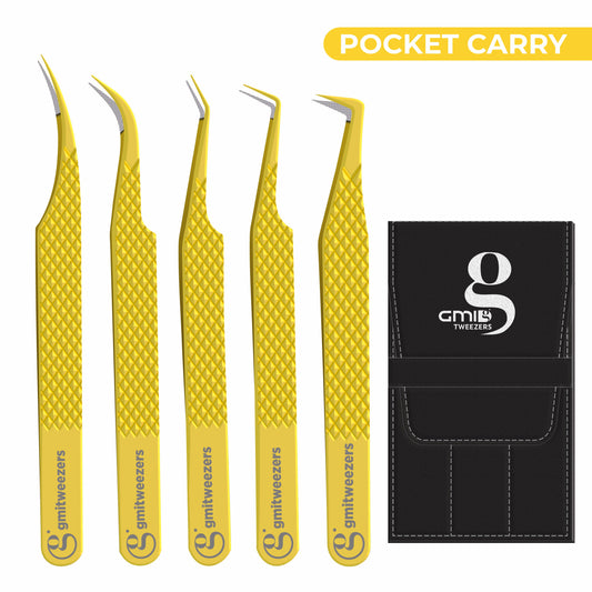 Fiber Tip Lash Tweezers For Eyelash Extension Tweezers Professional - Gold