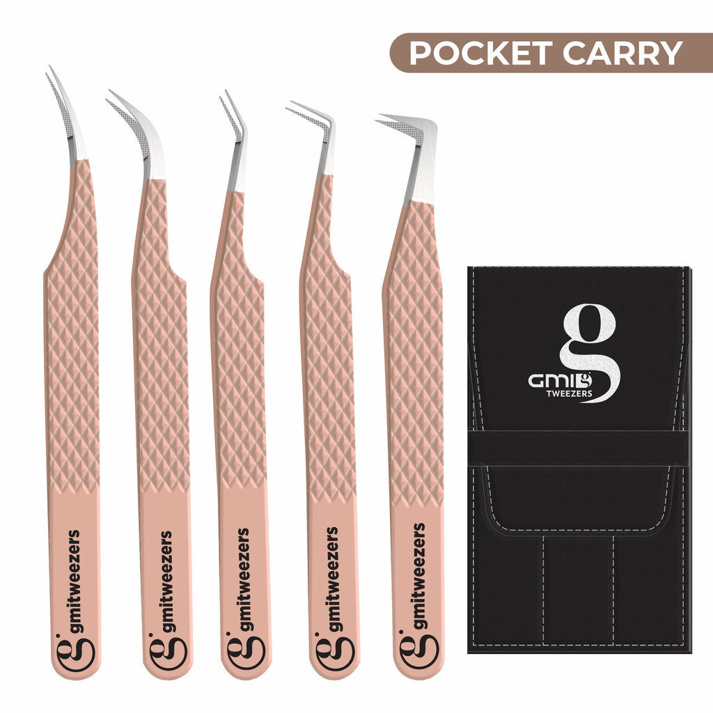 Fiber Tip Lash Tweezers For Eyelash Extension Tweezers Professional - Nude