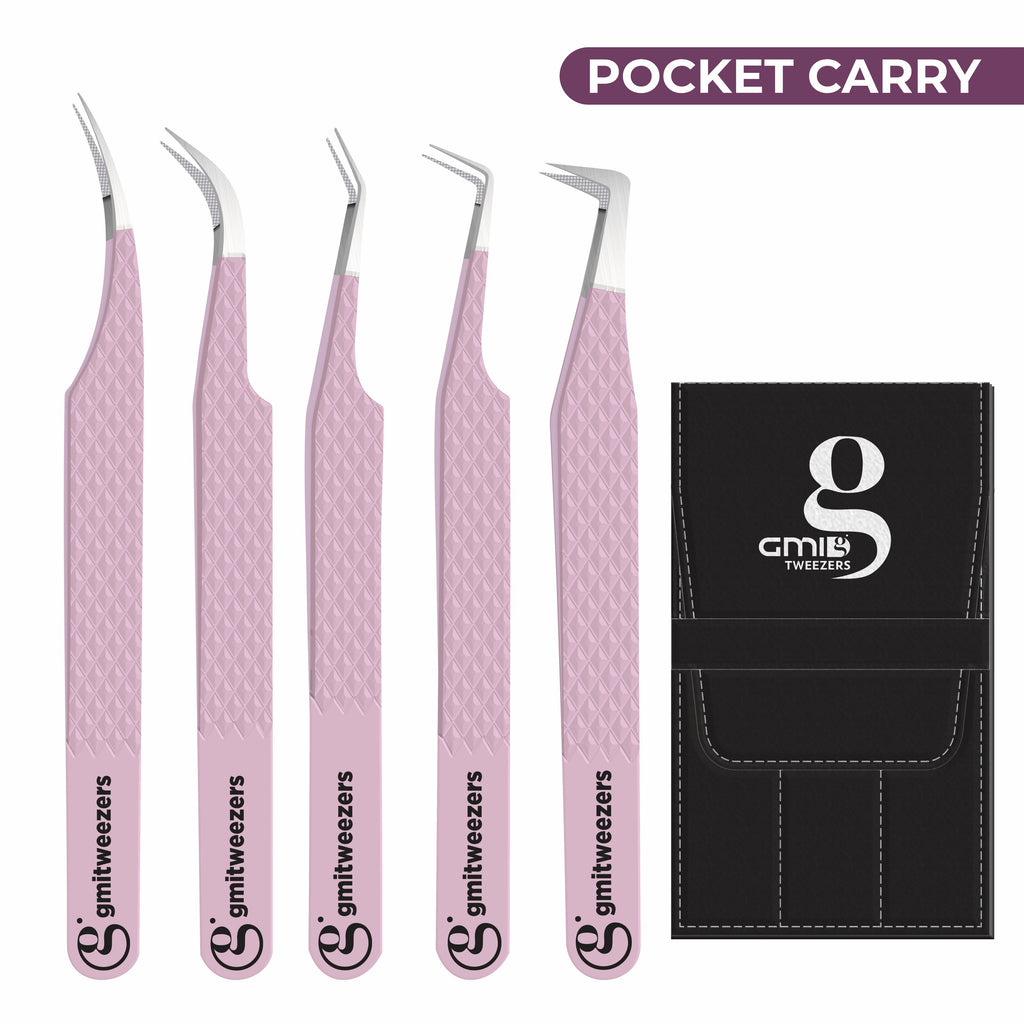 Fiber Tip Lash Tweezers For Eyelash Extension Tweezers Professional - Pink