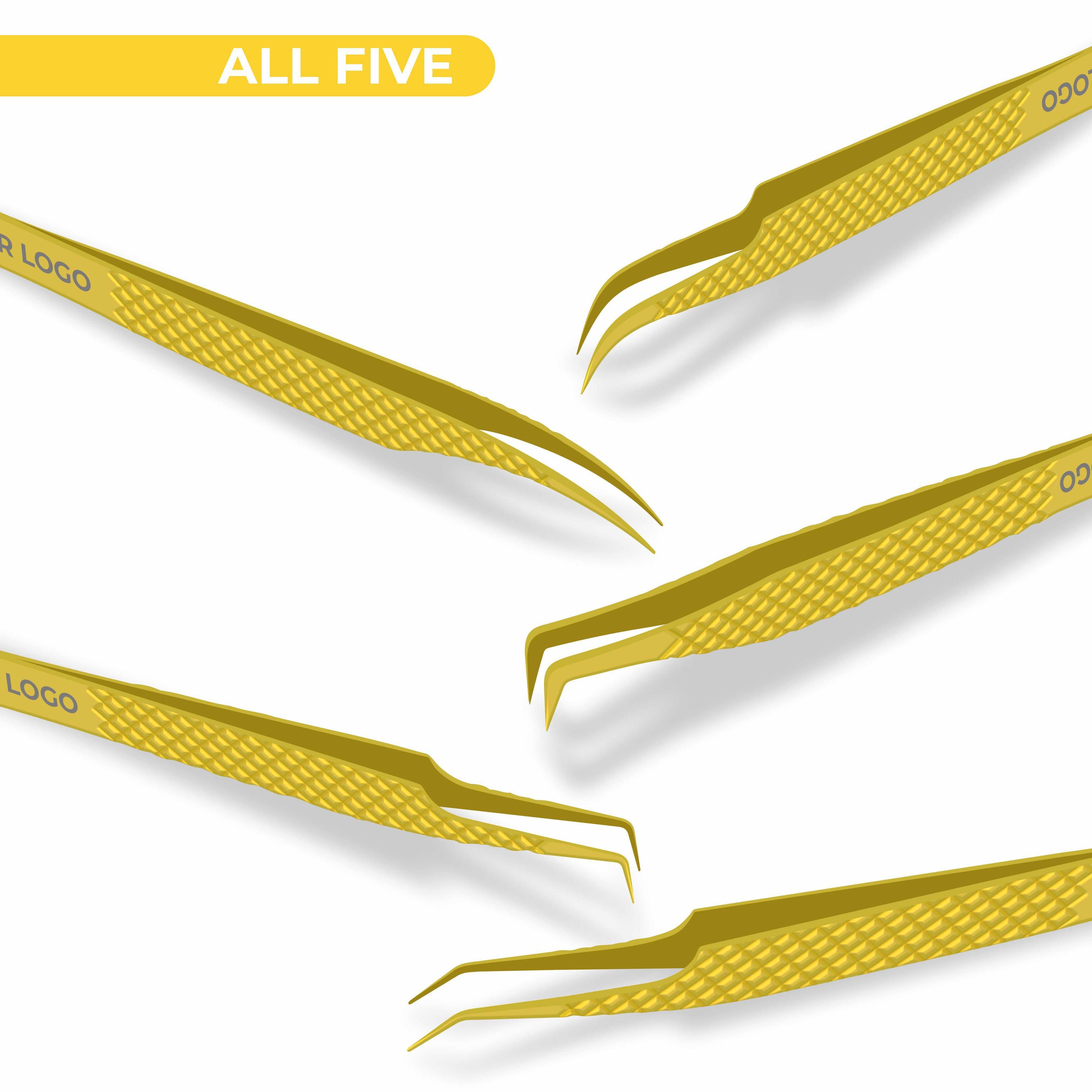 Non Fiber Tip Lash Tweezers For Eyelash Extension Tweezers Professional - Gold