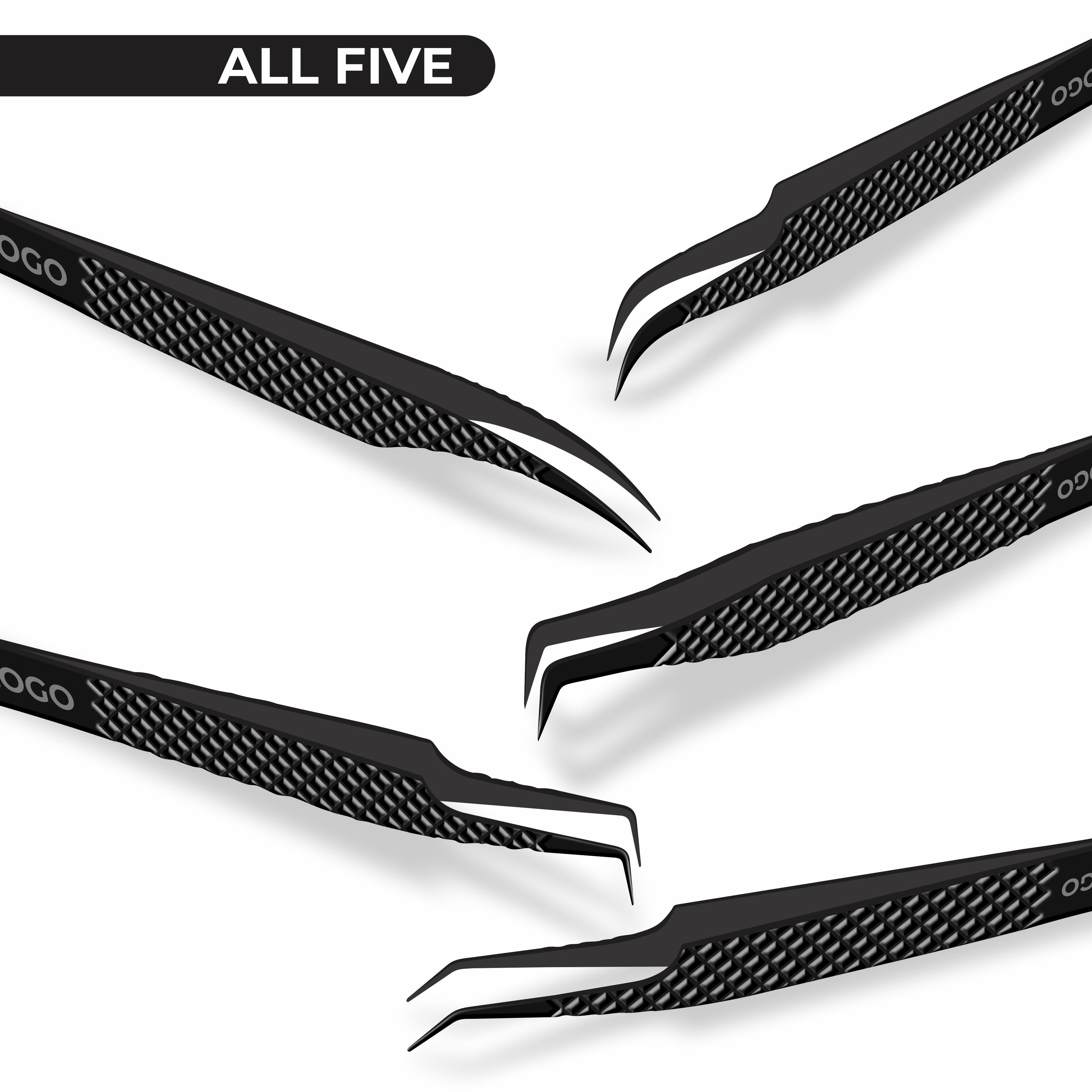 Non Fiber Tip Lash Tweezers For Eyelash Extension Tweezers Professional - Black
