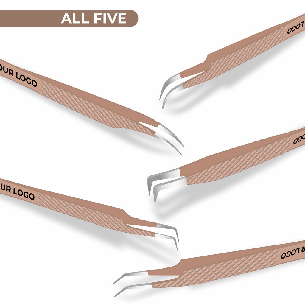 Non Fiber Tip Lash Tweezers For Eyelash Extension Tweezers Professional - Nude