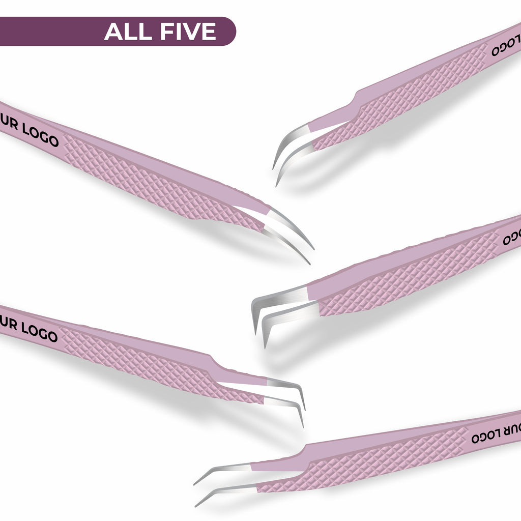 Non Fiber Tip Lash Tweezers For Eyelash Extension Tweezers Professional - Pink