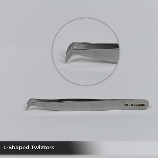 Professional Eyelash Extension Tweezers - Stainless Steel Eyelash Extension Kit - Pack of 2 Eyelashes Extension Tweezers – Lash Tweezers for Eyelash Extensions - False Eyelash Applicator tool. (Silver)
