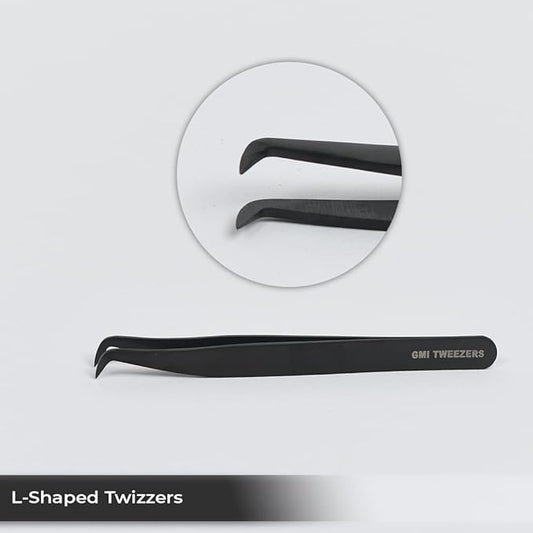 Professional Eyelash Extension Tweezers - Stainless Steel Eyelash Extension Kit - Pack of 2 Eyelashes Extension Tweezers – Lash Tweezers for Eyelash Extensions - False Eyelash Applicator tool. (Black)