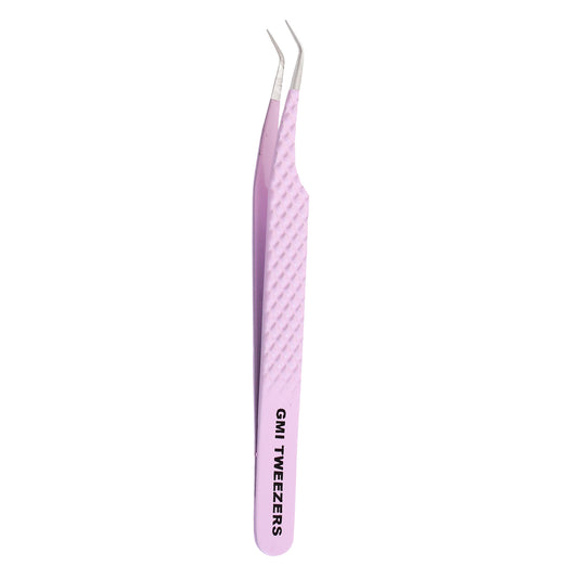 Precision 45° Angled Tweezers – Stainless Steel (Pink)