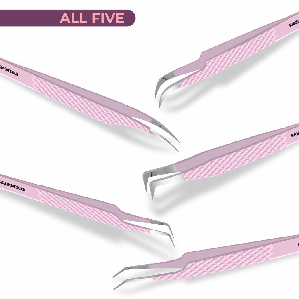 Fiber Tip Lash Tweezers For Eyelash Extension Tweezers Professional - Pink