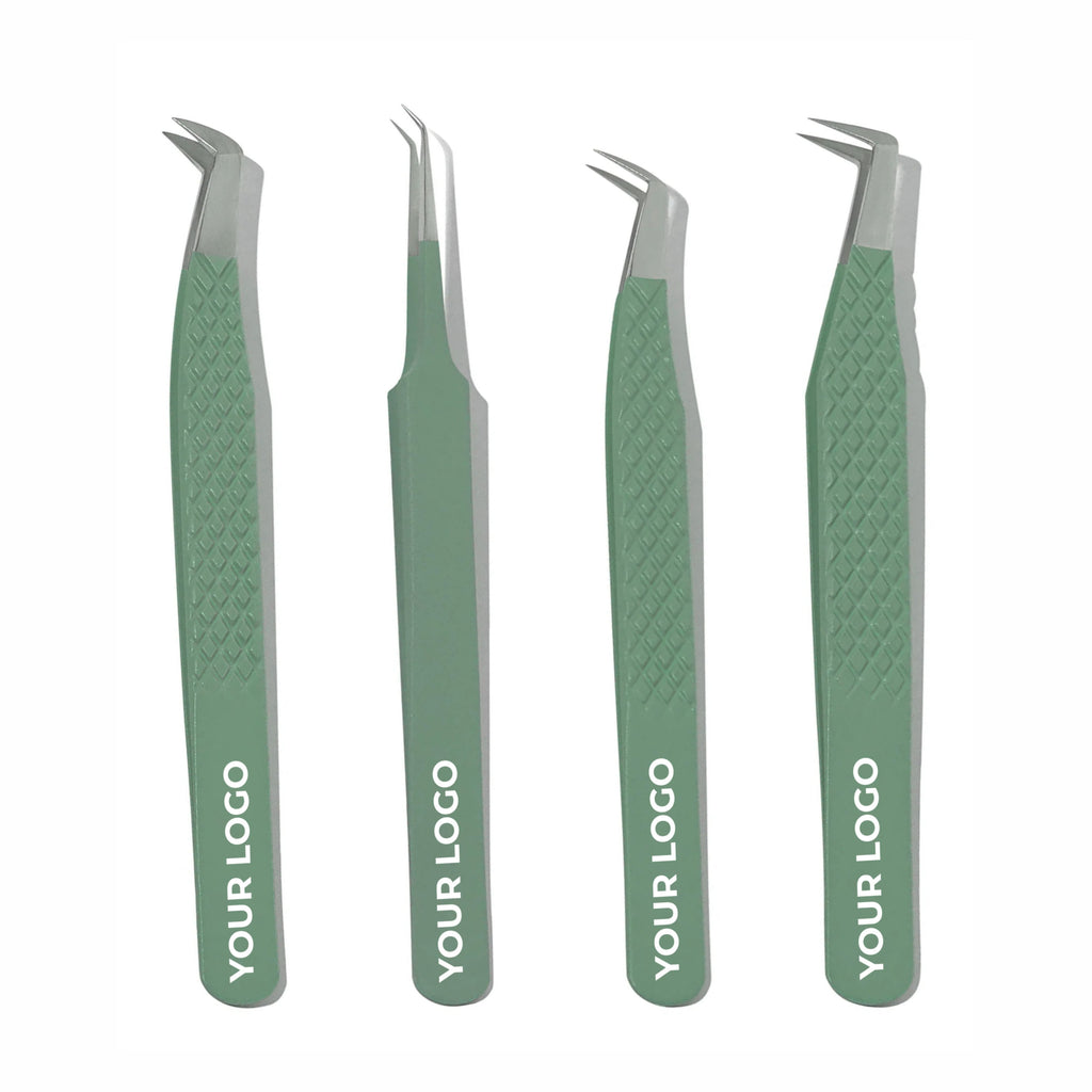 Custom Logo Lash Tweezers – Pack of 5 Professional Eyelash Extension Tools (Wholesale)