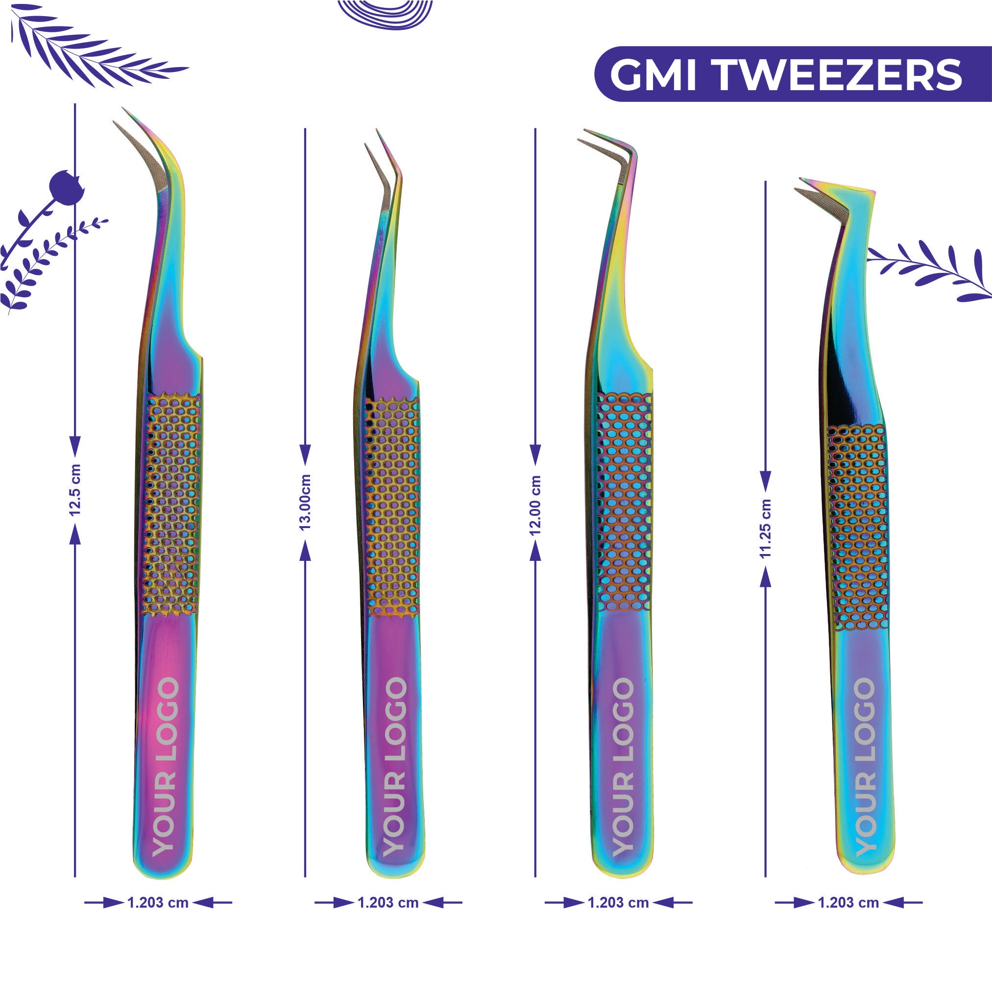 Fiber Tip Lash Tweezers- Pack of 4 Eyelash Extension Tweezers Professional- Lash Tweezers - 	Multicolor