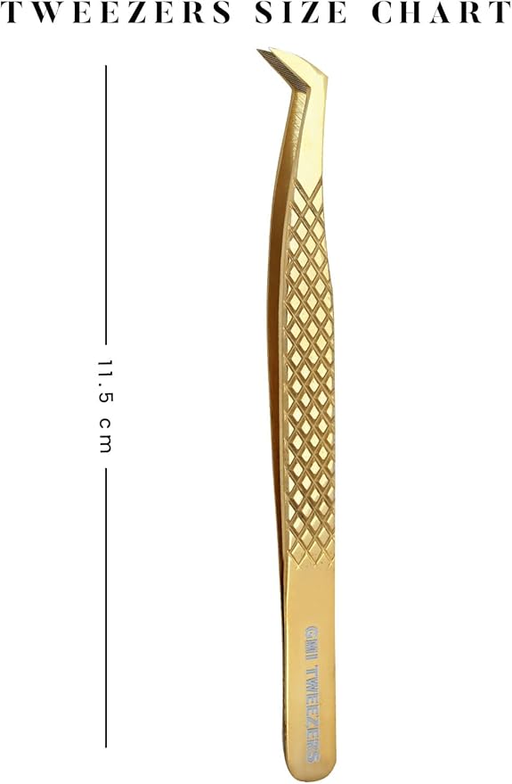 Fiber Tip Lash Tweezer For Eyelash Extension Tweezers Professional. (Gloden)