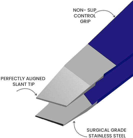 Click to see full view       Eyebrow Tweezer- Eyebrow Tweezers for Women and Men - Professional eye brow twizzers and trimmer. (Dark Blue)