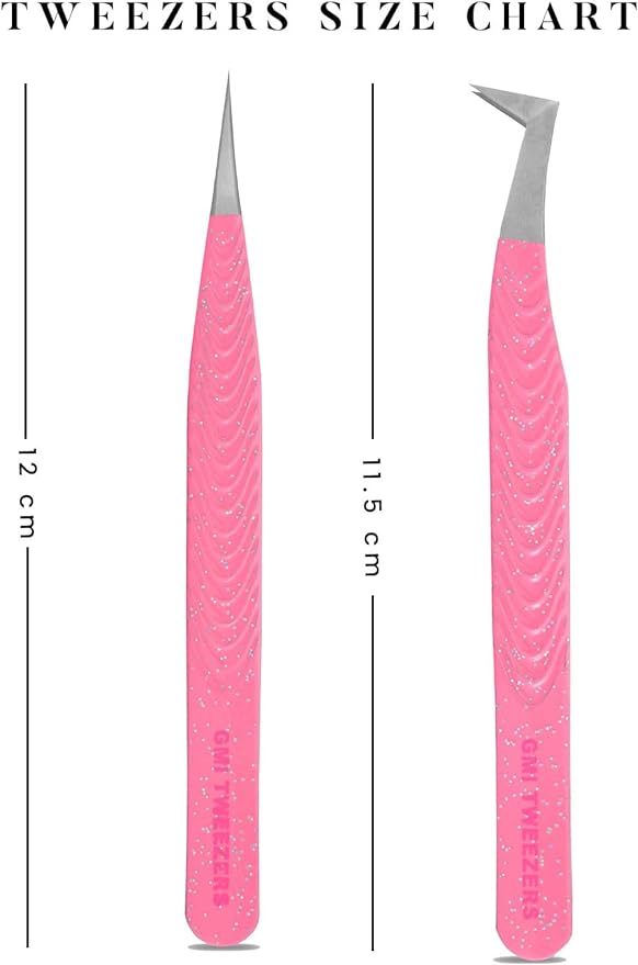 GMI Tweezers: Elegant Fiber Tip Glitter Tweezer Set in Pink