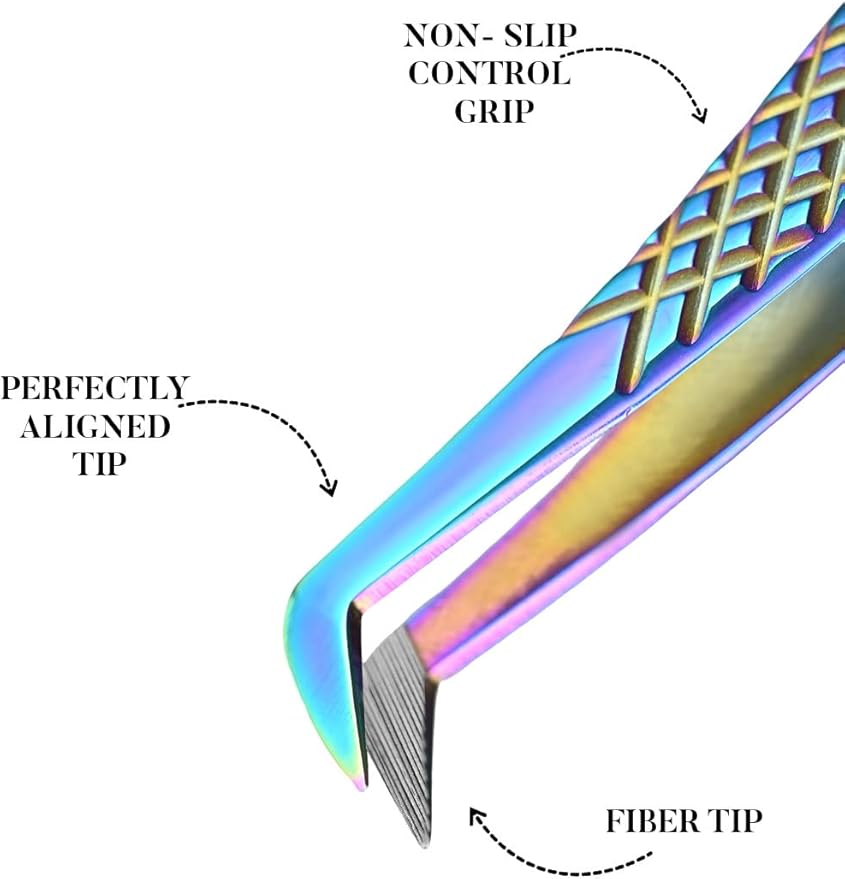 Fiber Tip Lash Tweezer For Eyelash Extension Tweezers Professional. (Multicolor)