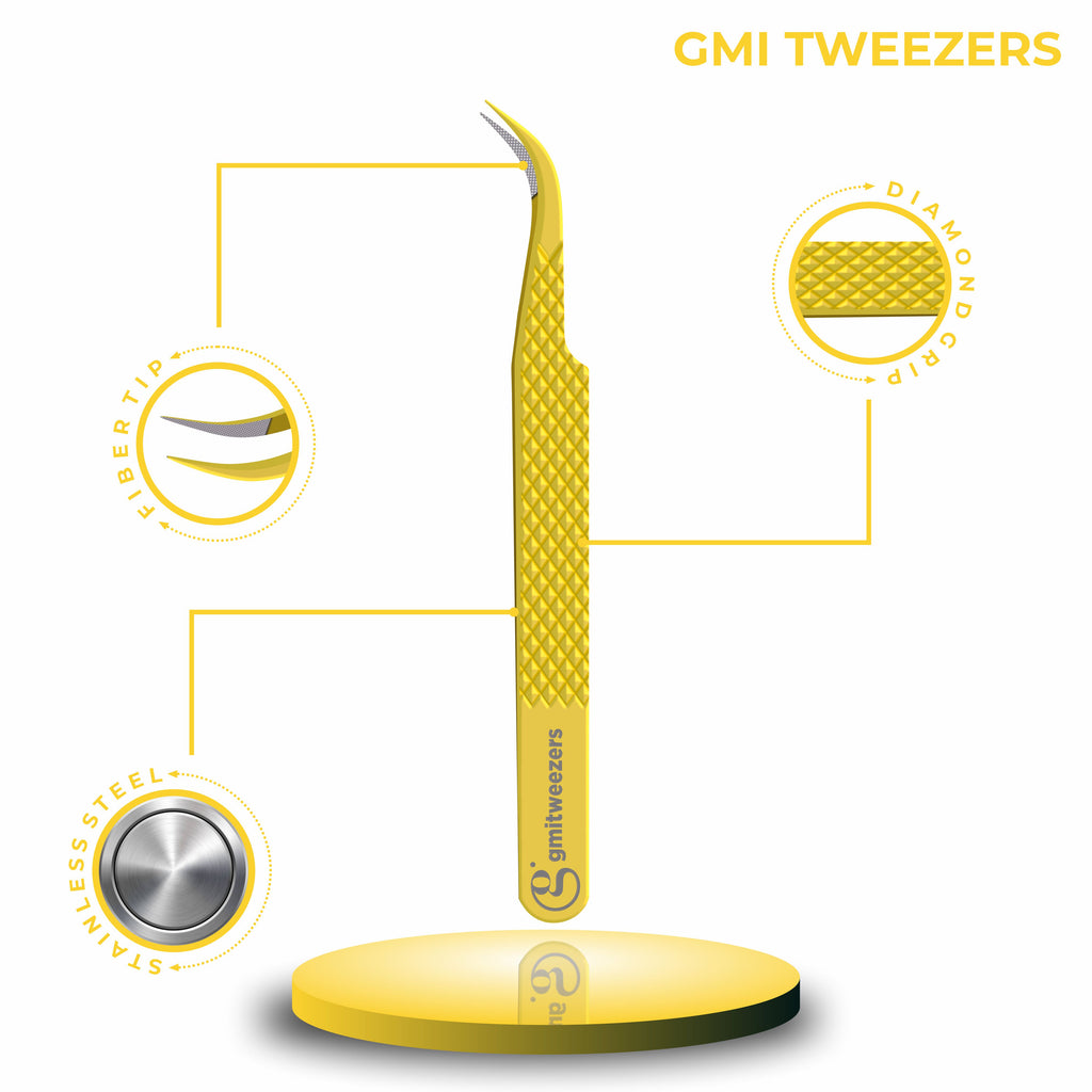 Fiber Tip Lash Tweezers For Eyelash Extension Tweezers Professional - Gold