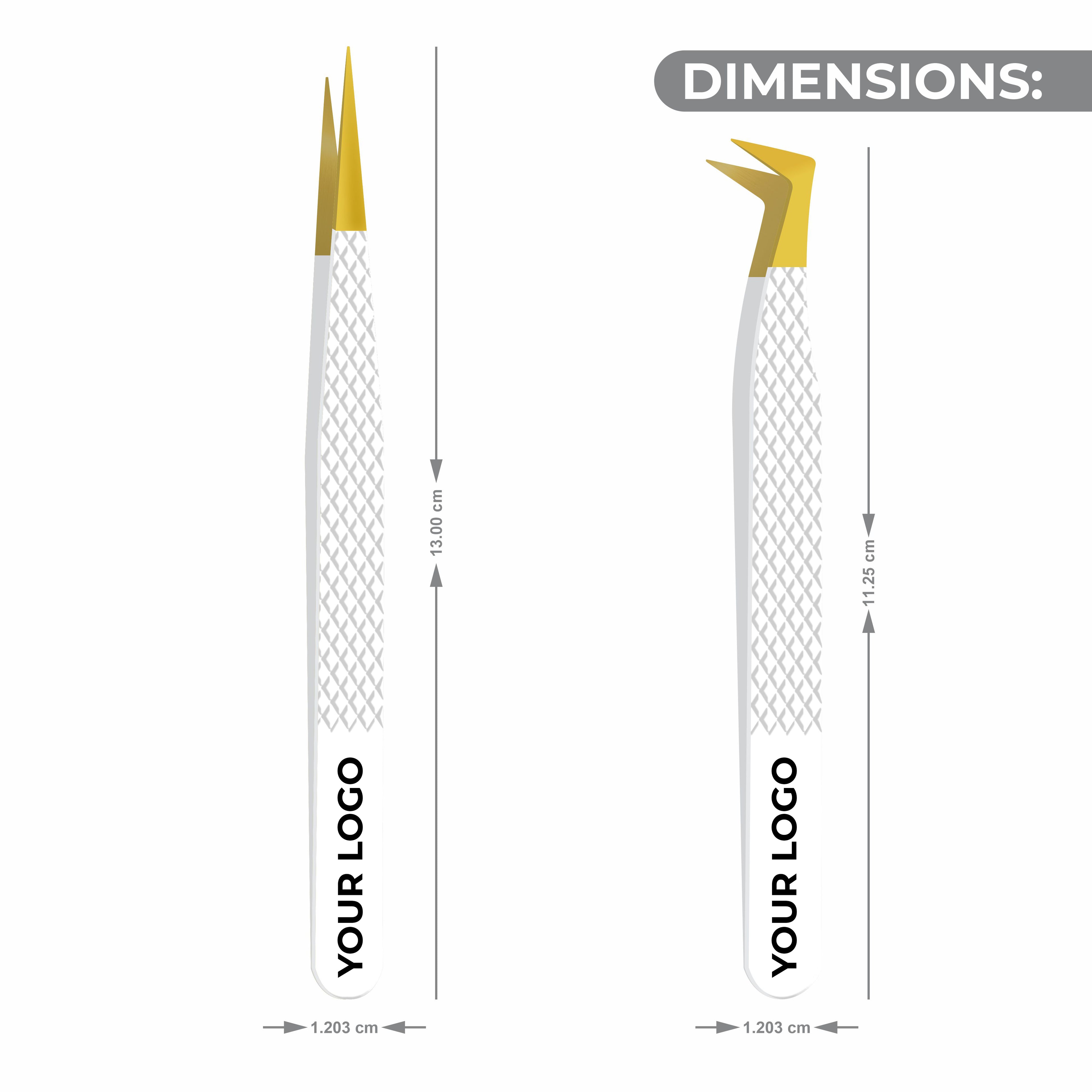 Pack of 2 Fiber Tip Lash Tweezers – Professional Eyelash Extension Tools (Gold Tip & White)