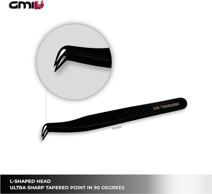GMI Tweezers - Eyelash Extension Tweezers - Stainless Steel Lash Extension Tweezers