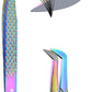 Fiber Tip Lash Tweezer For Eyelash Extension Tweezers Professional. (Multicolor)