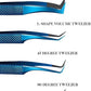 GMI Lash Tweezers – Pack of 4 Stainless Steel Fiber Tip Eyelash Extension Tweezers