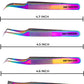 Fiber Tip Lash Tweezers- Pack of 4 Eyelash Extension Tweezers Professional- Lash Tweezers - 	Multicolor