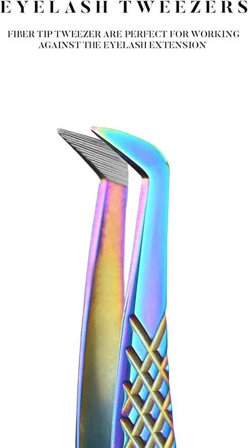 Fiber Tip Lash Tweezer For Eyelash Extension Tweezers Professional. (Multicolor)