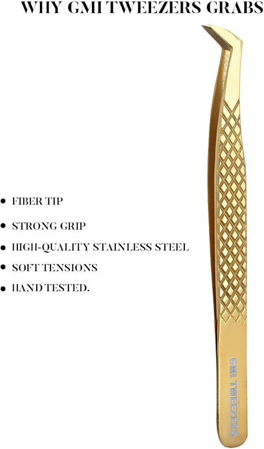 Fiber Tip Lash Tweezer For Eyelash Extension Tweezers Professional. (Gloden)