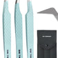 Fiber Tip Lash Tweezers- Pack of 3 Eyelash Extension Tweezers Professional- Lash Tweezers. (Apple Green)