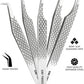 GMI Lash Tweezers - Set of 5 Eyelash Tweezers - Stainless Steel Eyelash Extension Tweezers - Multipurpose Lash Tweezers for Eyelash Extensions for Individual (Silver)