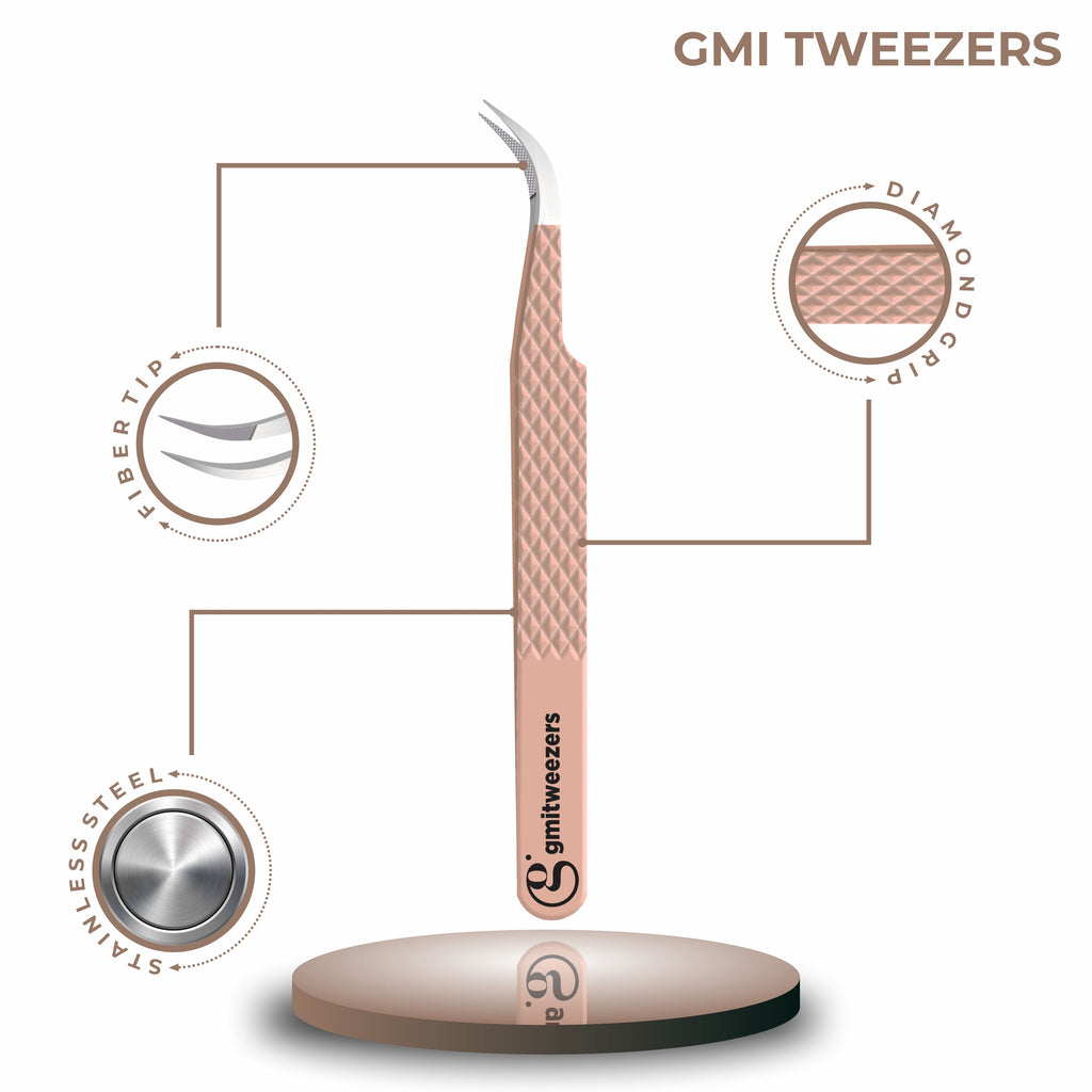 Fiber Tip Lash Tweezers For Eyelash Extension Tweezers Professional - Nude