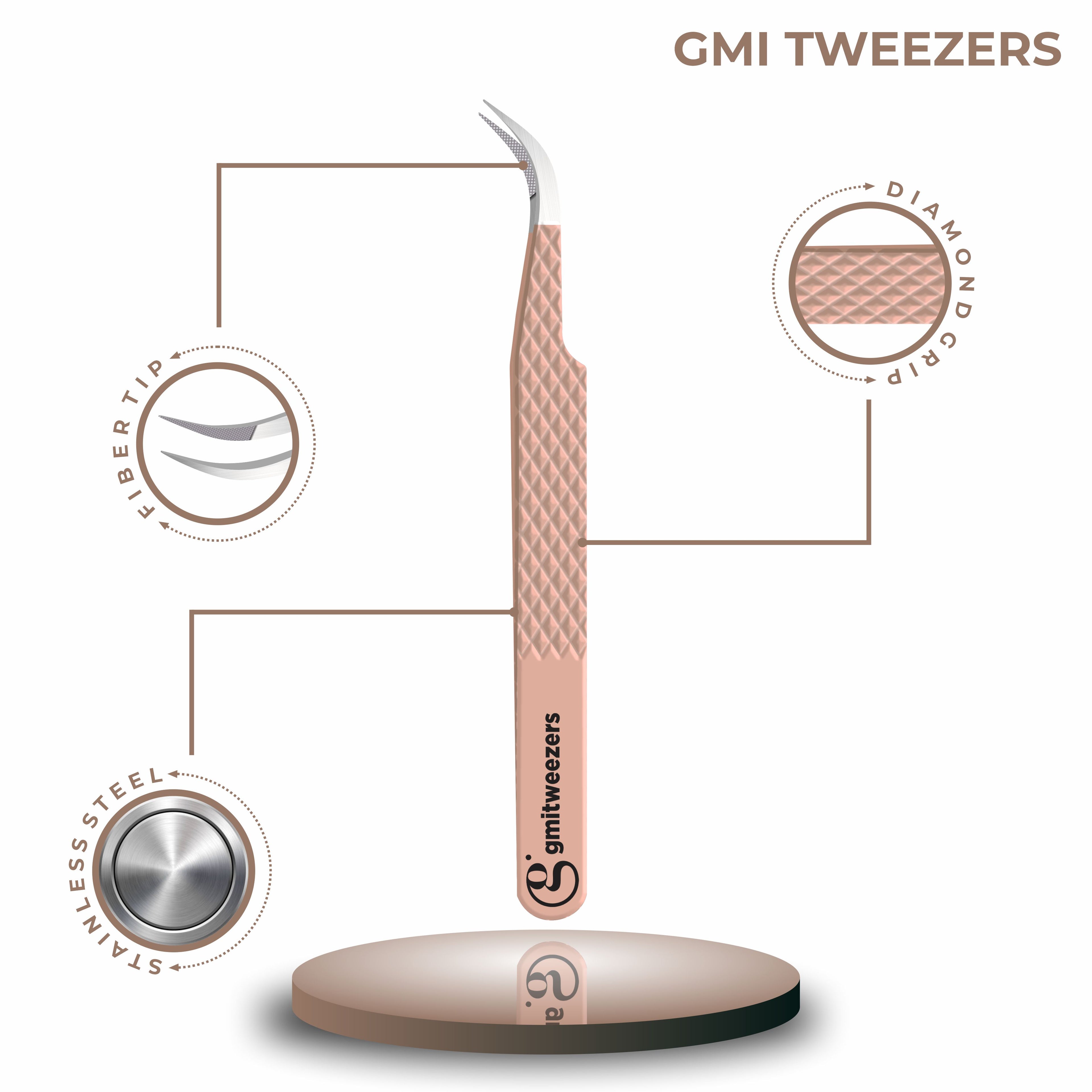 Fiber Tip Lash Tweezers For Eyelash Extension Tweezers Professional - Nude