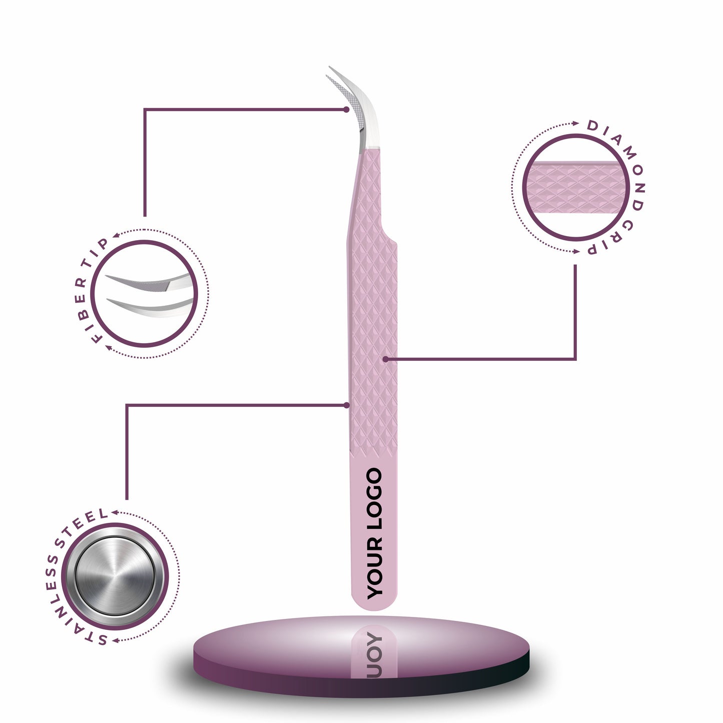 Custom Fiber Tip Lash Tweezers – Professional Eyelash Extension Tool for Precision Lash Application