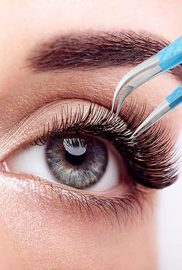 Fiber Tip Lash Tweezers- Pack of 3 Eyelash Extension Tweezers Professional- Lash Tweezers. (FIROZI)