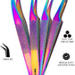Fiber Tip Lash Tweezers- Pack of 4 Eyelash Extension Tweezers Professional- Lash Tweezers - 	Multicolor