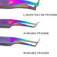 Fiber Tip Lash Tweezers- Pack of 4 Eyelash Extension Tweezers Professional- Lash Tweezers - 	Multicolor