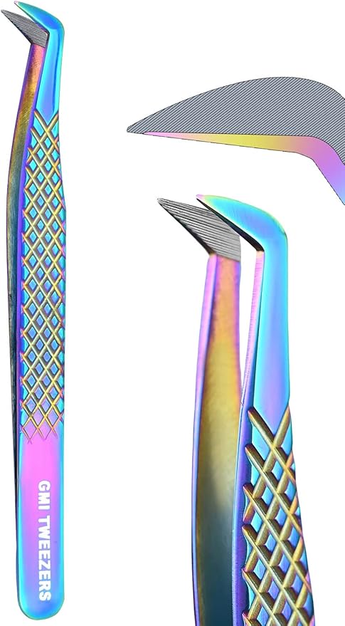 Fiber Tip Lash Tweezer For Eyelash Extension Tweezers Professional. (Multicolor)