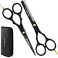 GMI-TWEEZERS™-Hair Cutting Scissors for Professionals, and Home Use -Professional Barber Scissors-Hair Scissors for Men and Women-Thinning Shears for Hair Cutting Set-Pack of 2 (Black)