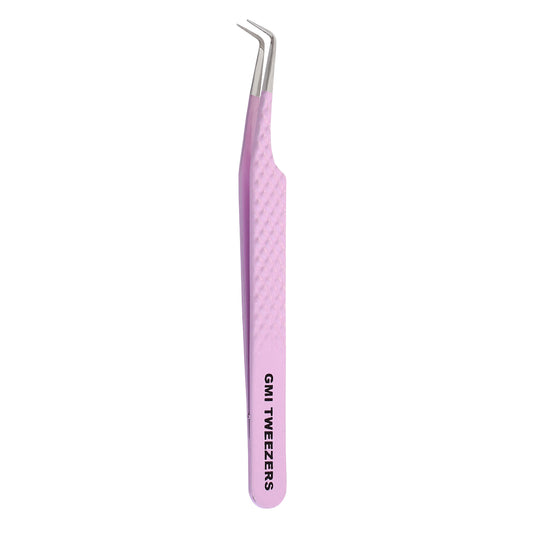 Precision 90-Degree Tweezers – Stainless Steel for Lash Extensions & Precision Grooming (Pink)