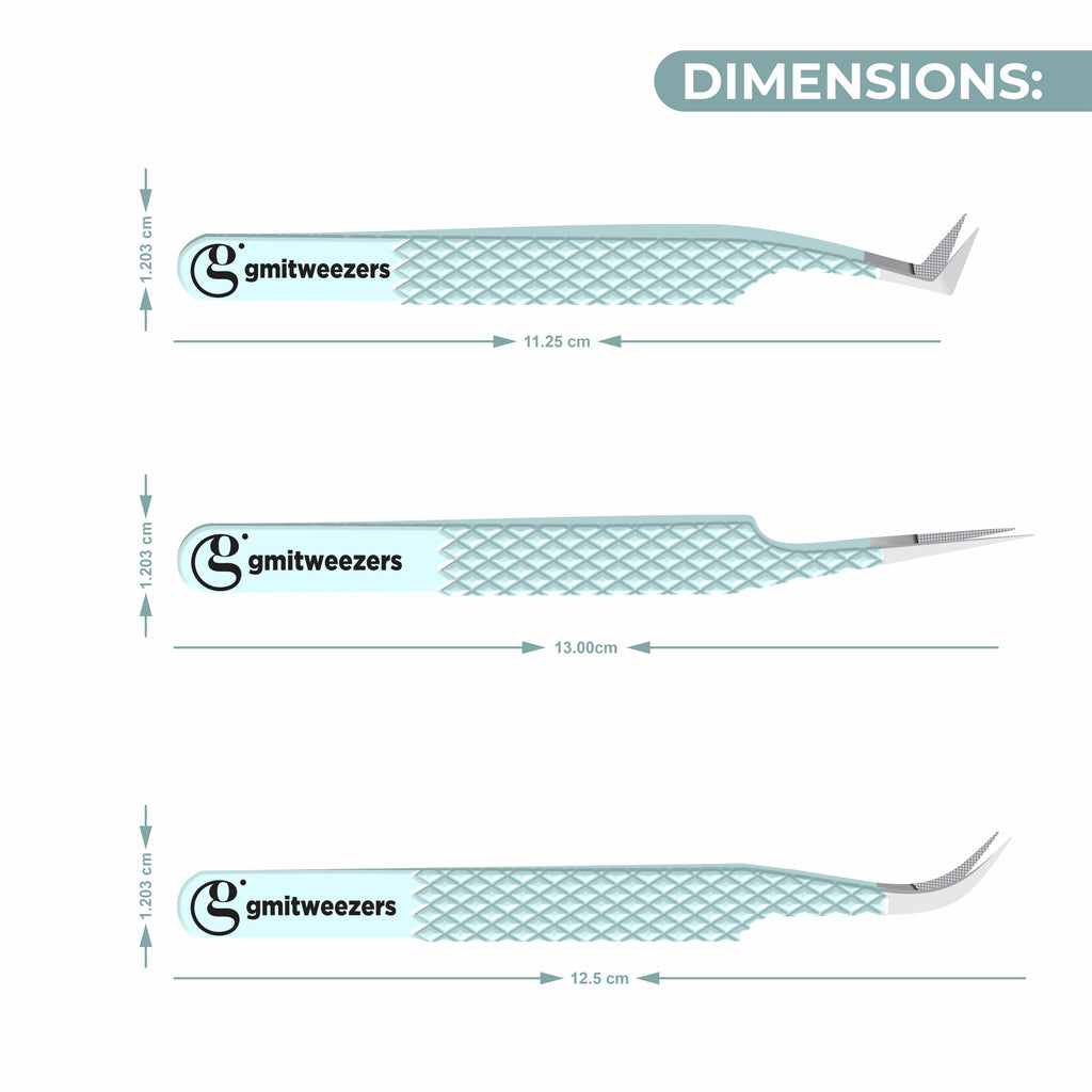 Fiber Tip Lash Tweezers- Pack of 3 Eyelash Extension Tweezers Professional- Lash Tweezers. (Apple Green)