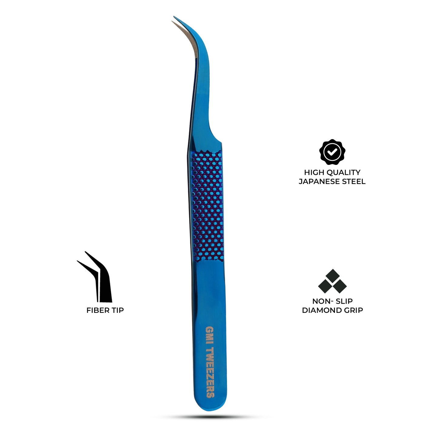 Professional Strong Curved Tweezers – Precision Grip for Eyelash Extensions (Blue)