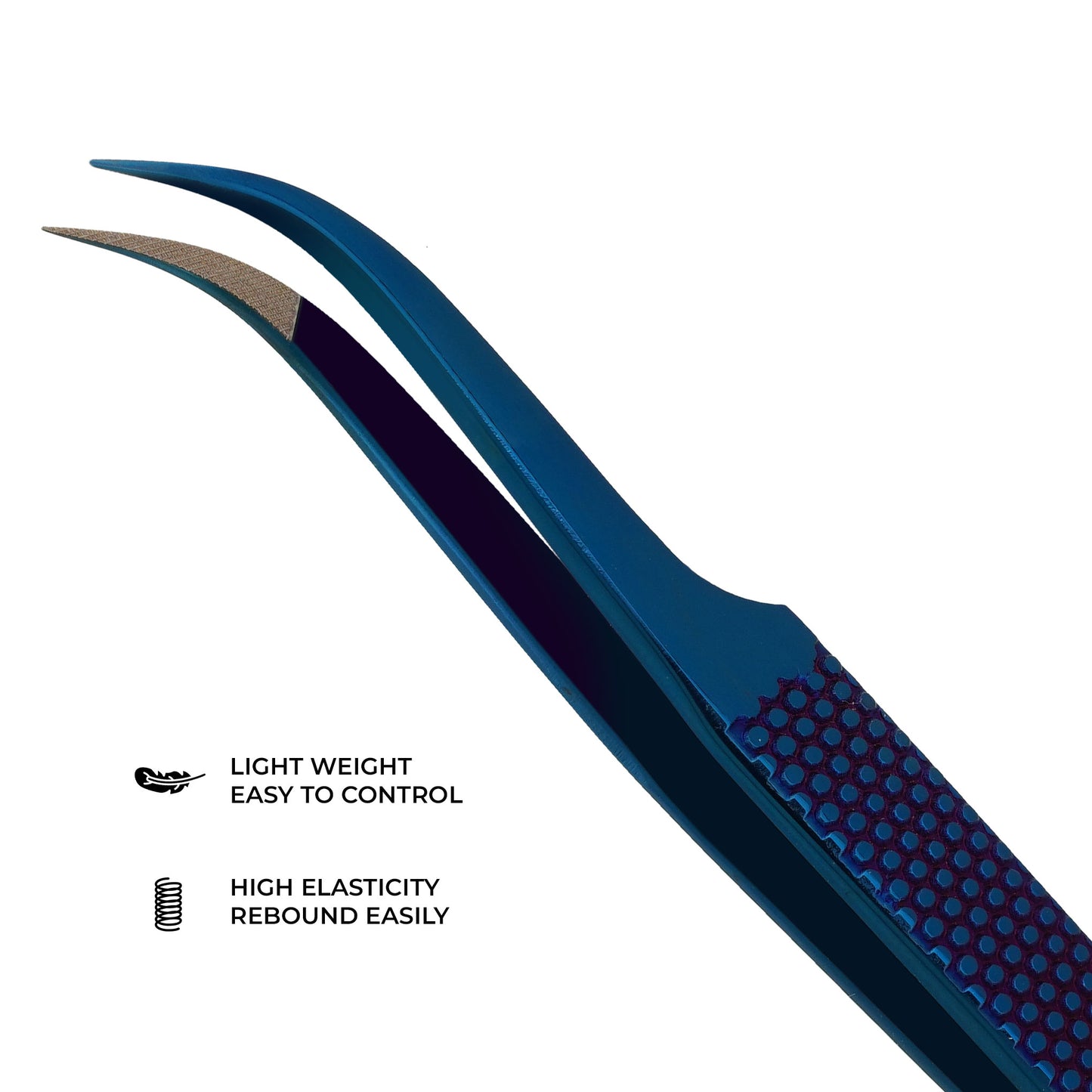 Professional Strong Curved Tweezers – Precision Grip for Eyelash Extensions (Blue)