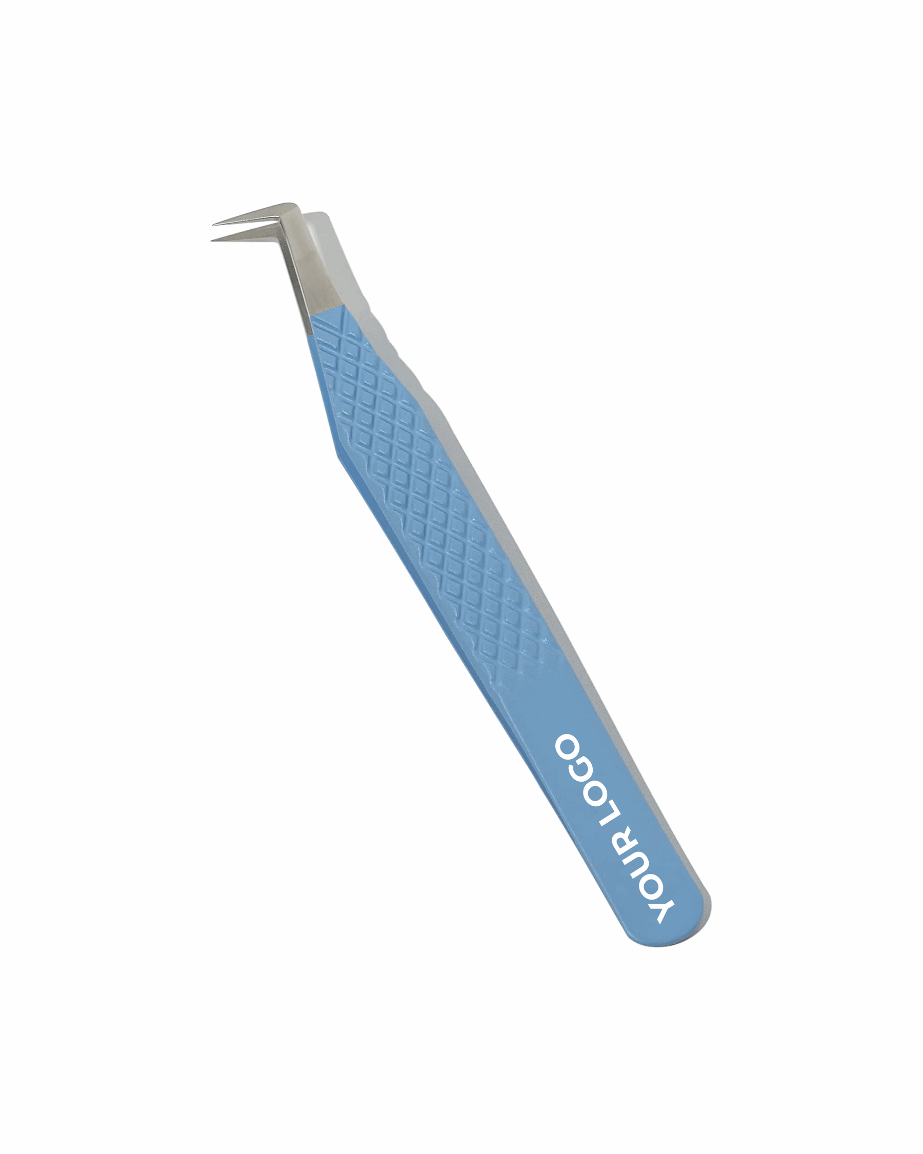 Blue tweezers with a textured handle lash tweezers 