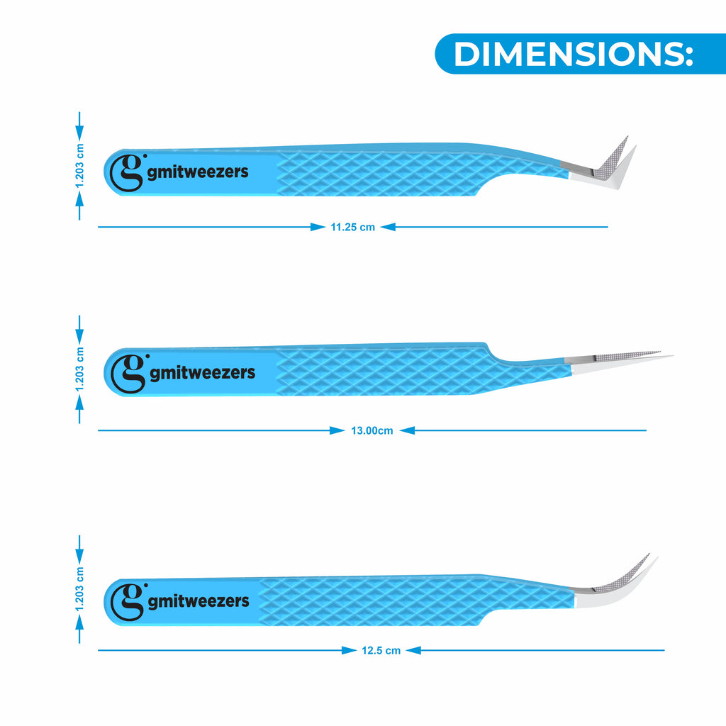Pack of 3 Professional Fiber Tip Lash Tweezers – Precision Eyelash Extension Tweezers (FIROZI)