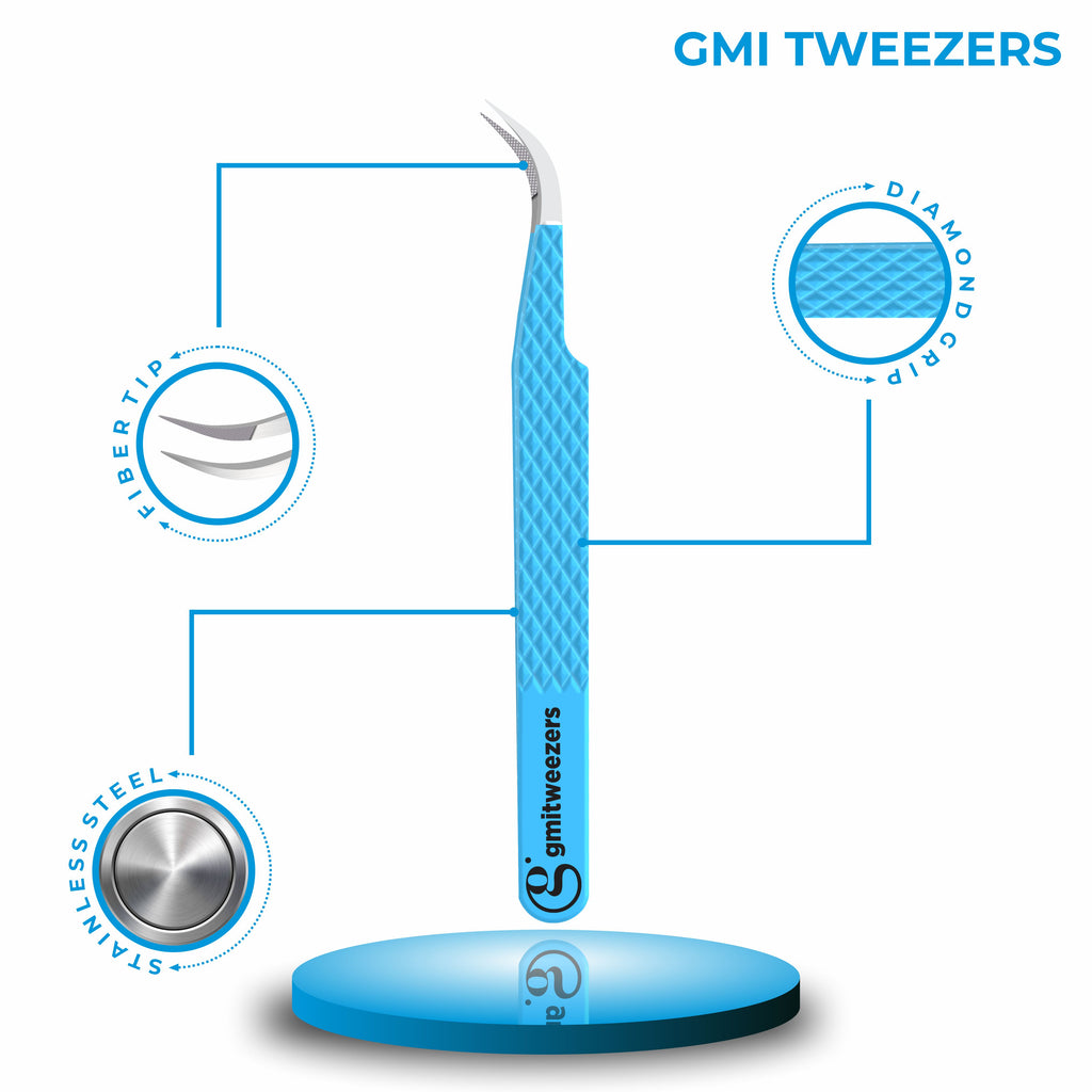 Pack of 3 Professional Fiber Tip Lash Tweezers – Precision Eyelash Extension Tweezers (FIROZI)