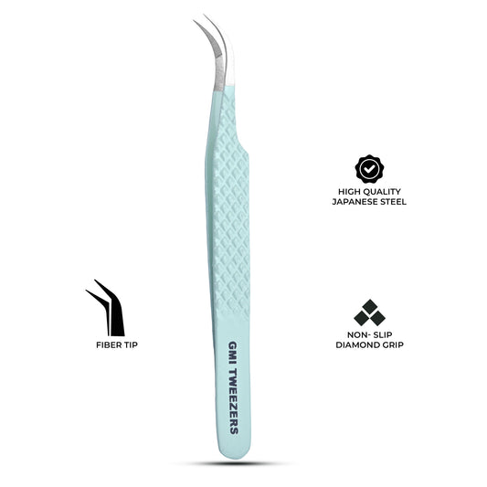 Professional Strong Curved Tweezers – Precision Grip for Eyelash Extensions (Green Apple)