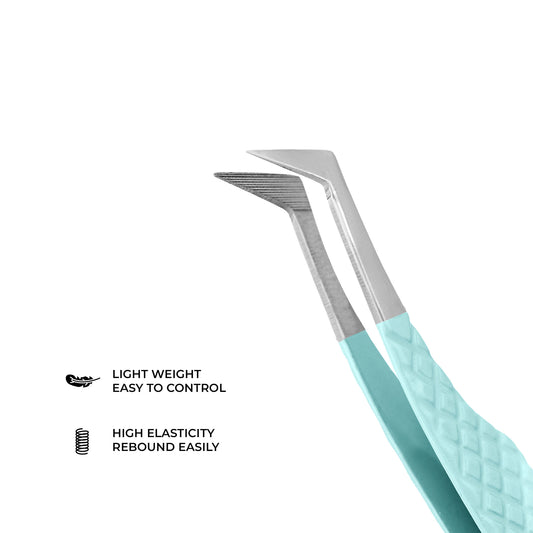 Precision L-Shape Tweezers – Stainless Steel, Anti-Static, Fine Tip for Eyelash Extensions (Green Apple)