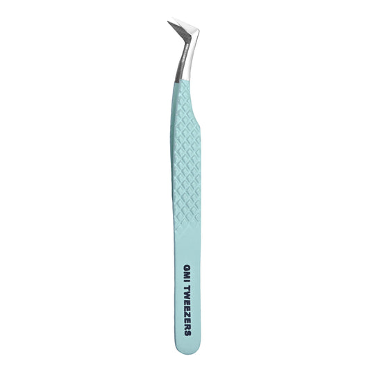 Precision L-Shape Tweezers – Stainless Steel, Anti-Static, Fine Tip for Eyelash Extensions (Green Apple)