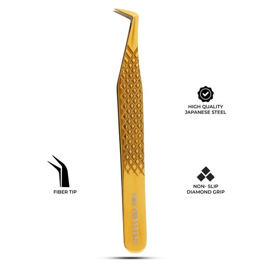 Boot Eyelash Tweezers Precision Lash Applicator & Styling Tool (Gold)