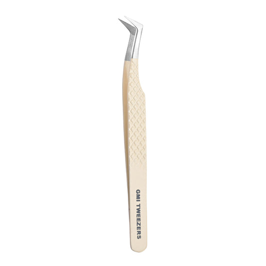 Precision L-Shape Tweezers – Stainless Steel, Anti-Static, Fine Tip for Eyelash Extensions (Light Nude)